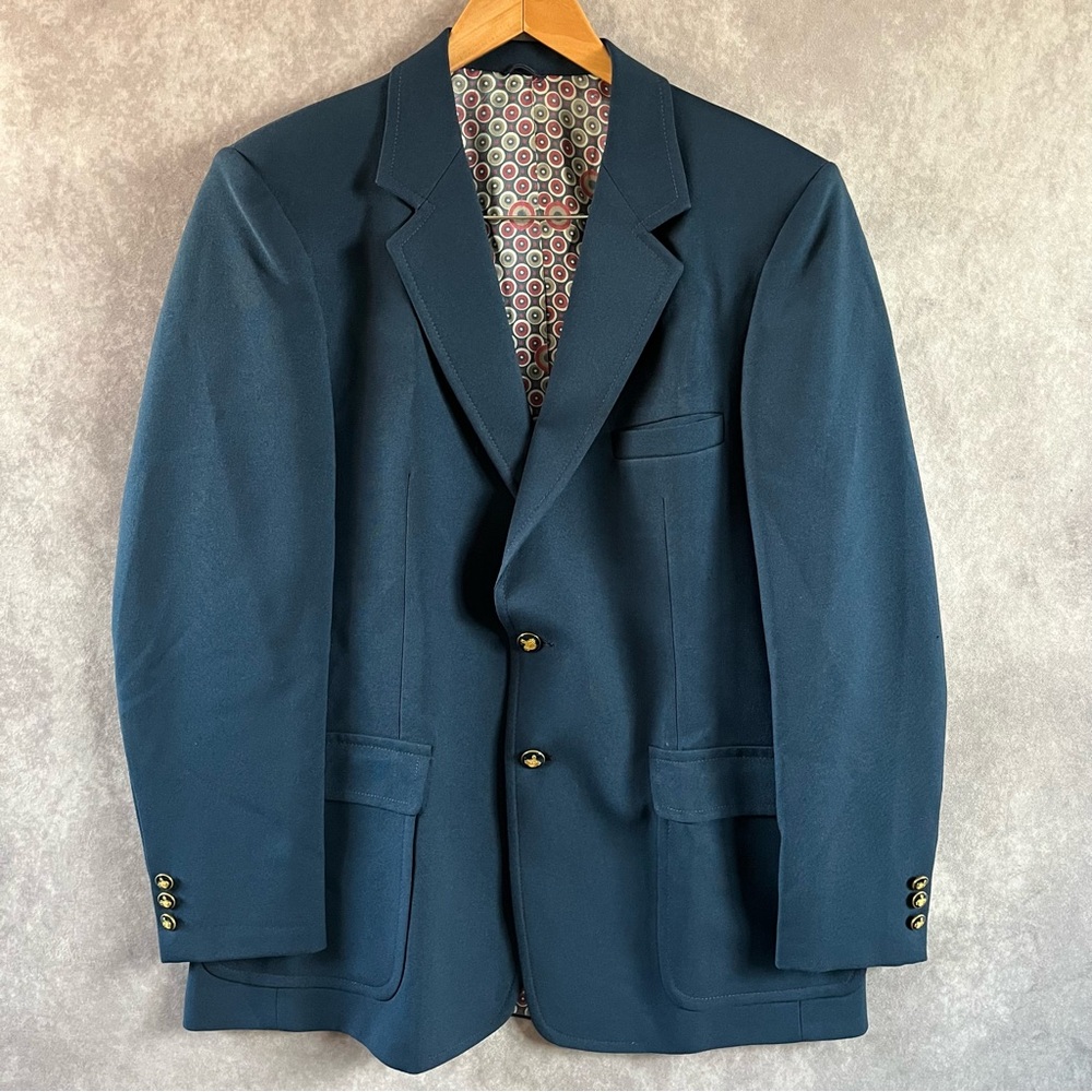 VTG The Knack Blazer Mens Blue 70s Gold Buttons Jacket Coat **Size See Descrip**